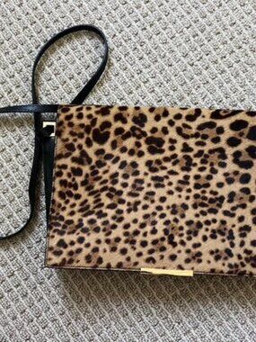 Tomasini Paris Leopard Calf Hair Crossbody Bag Gold Hardware